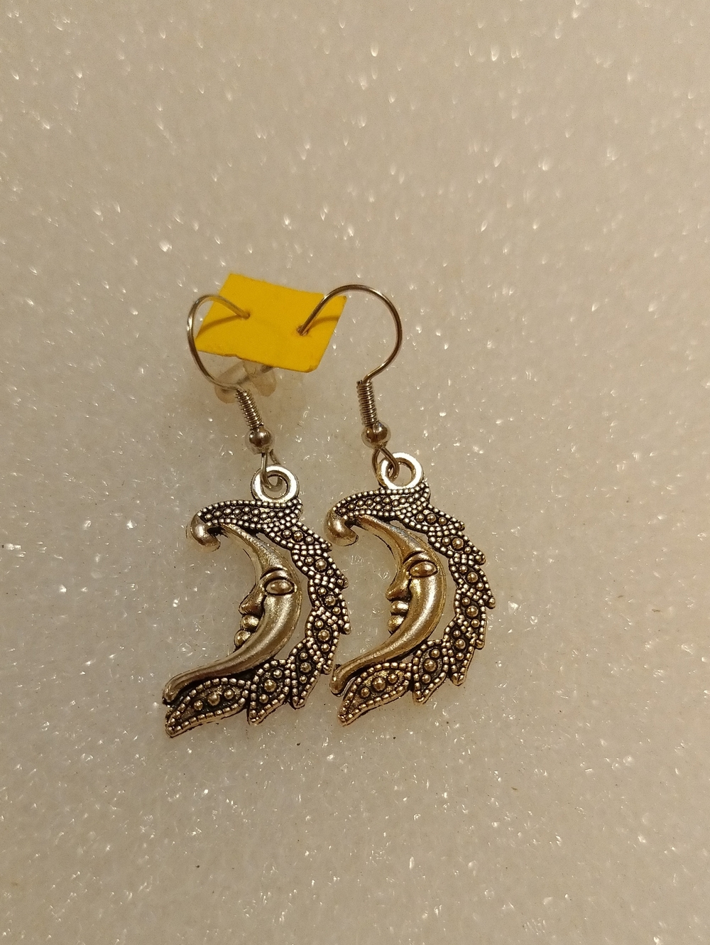 Celestial Moon silver-tone dangle earrings